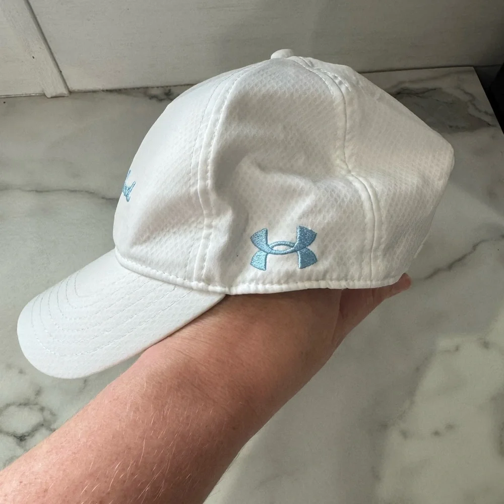 Sea Island Hat White Blue Women’s Golf Cap Under Armour‎ Adjustable Strap